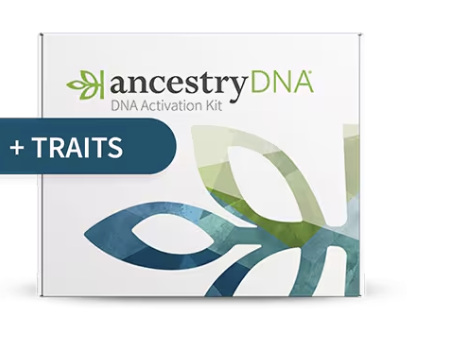 AncestryDNA Activation Kit box with + TRAITS badge
